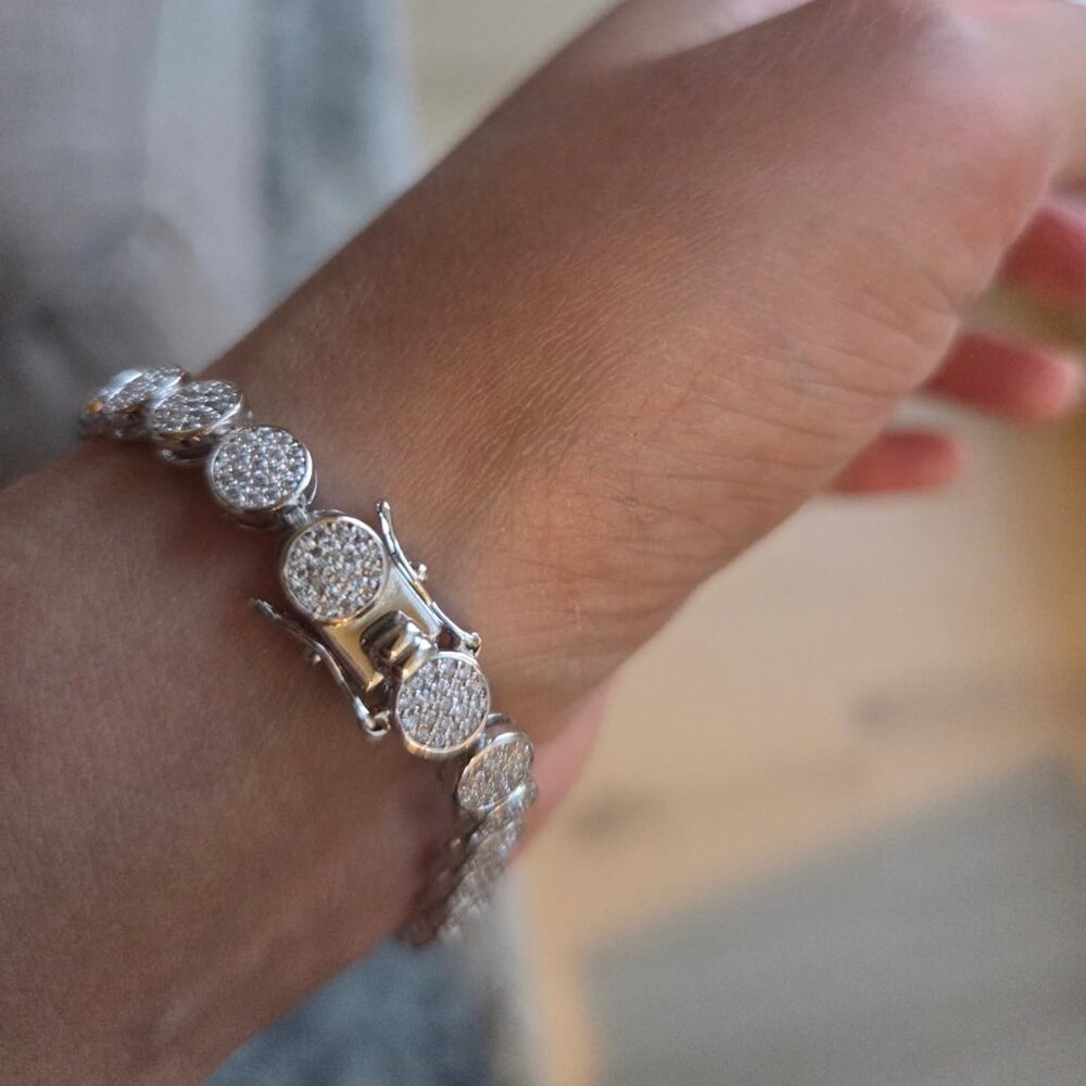Neiman Marcus 18k White Gold Plated Round-Cut CZ Bracelet - Picture 3 of 5